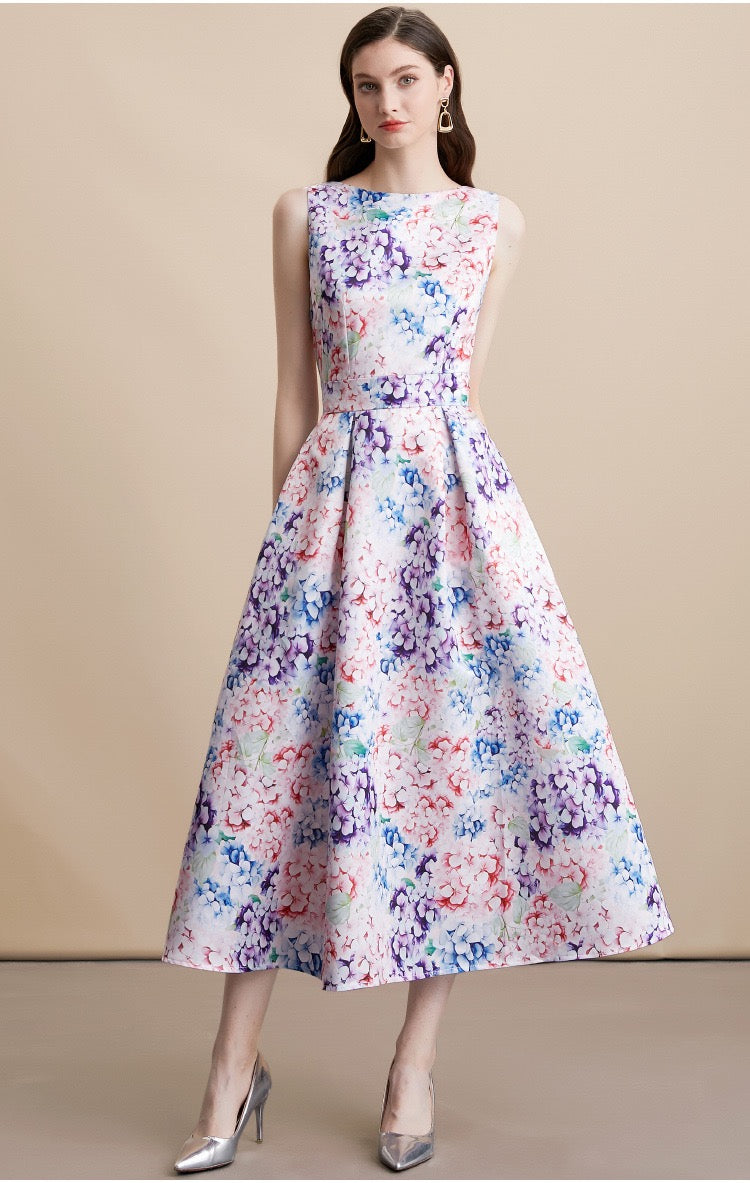 Floral Sleeveless High Waist Maxi Dress
