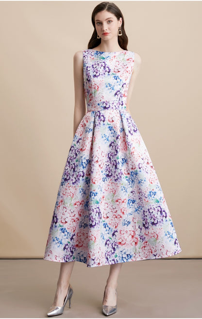 Floral Sleeveless High Waist Maxi Dress