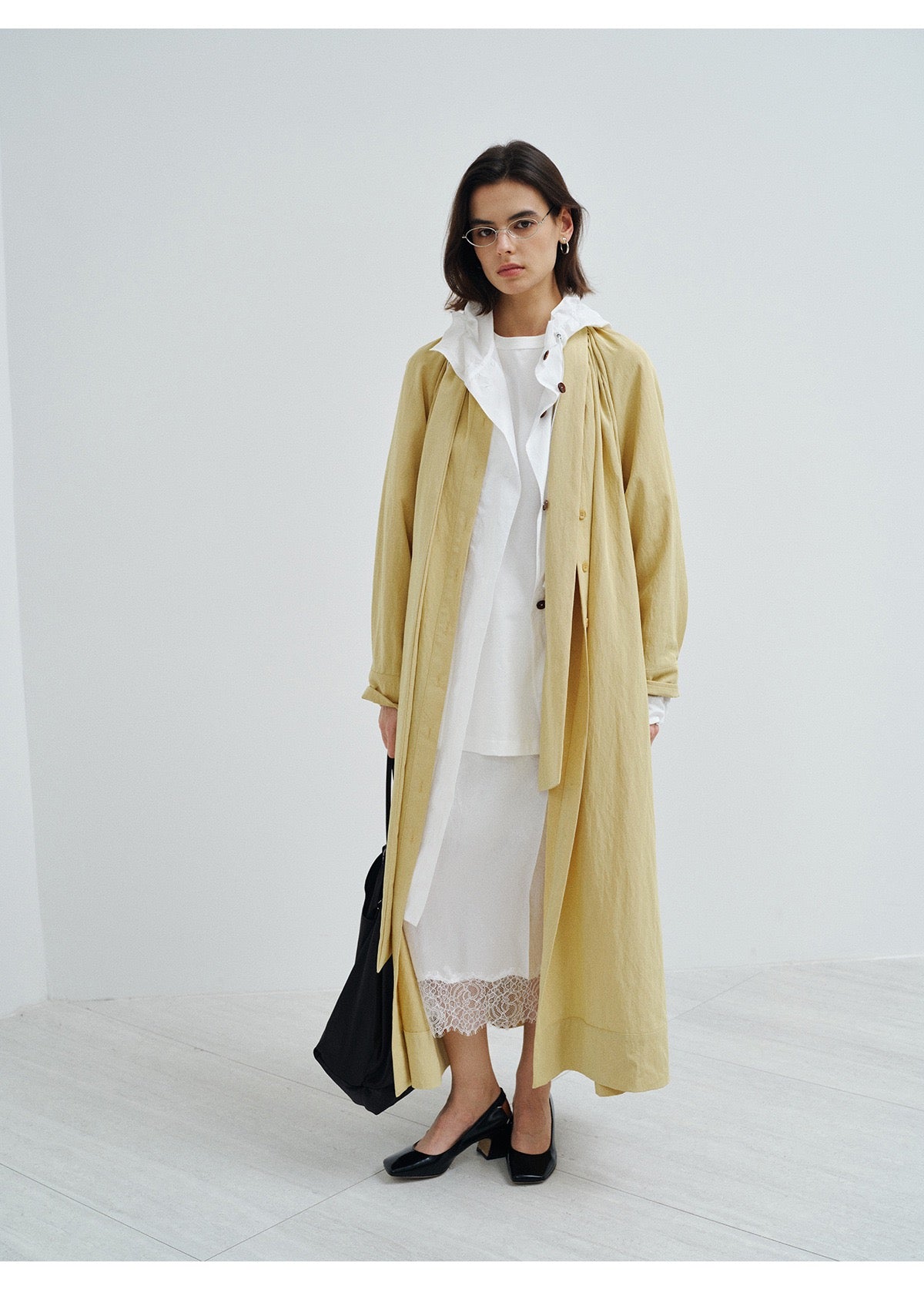 Tie Neck Lightweight Long Trench Coat