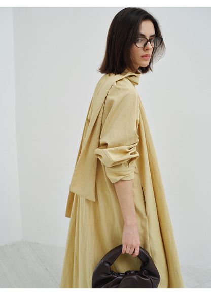 Tie Neck Lightweight Long Trench Coat
