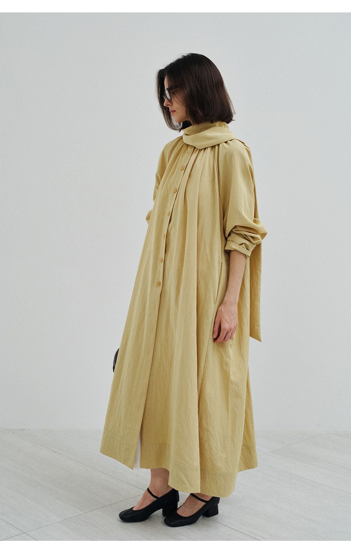 Tie Neck Lightweight Long Trench Coat