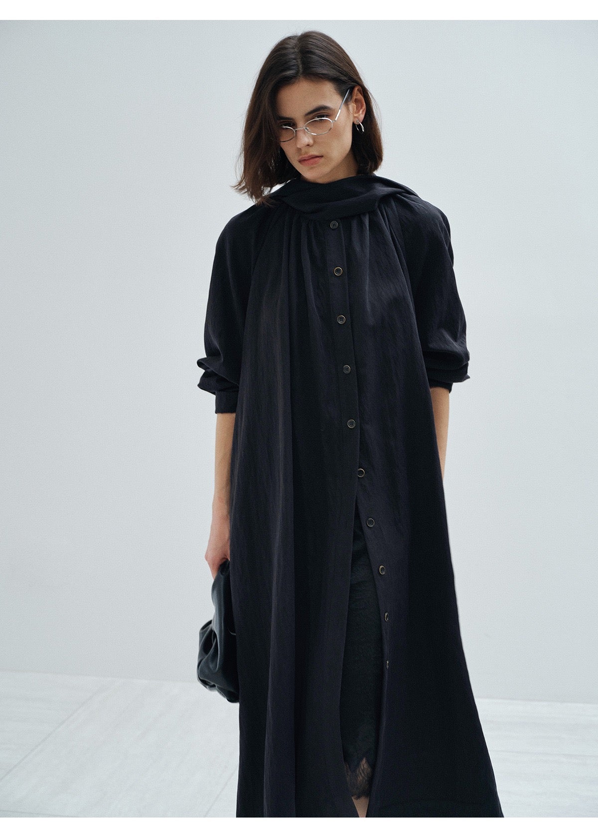 Tie Neck Lightweight Long Trench Coat