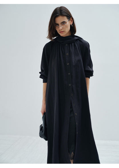 Tie Neck Lightweight Long Trench Coat