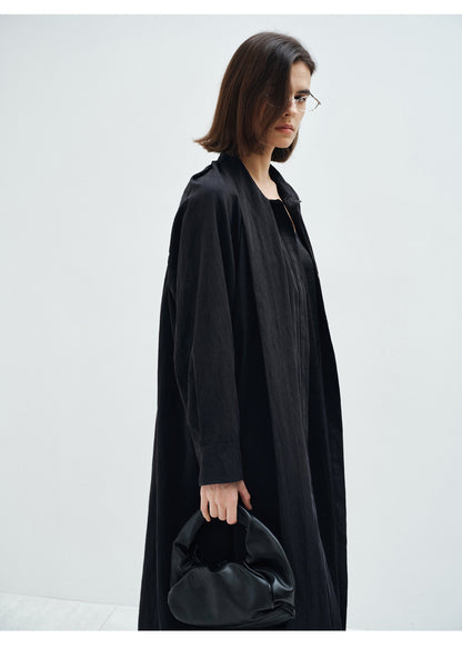 Tie Neck Lightweight Long Trench Coat