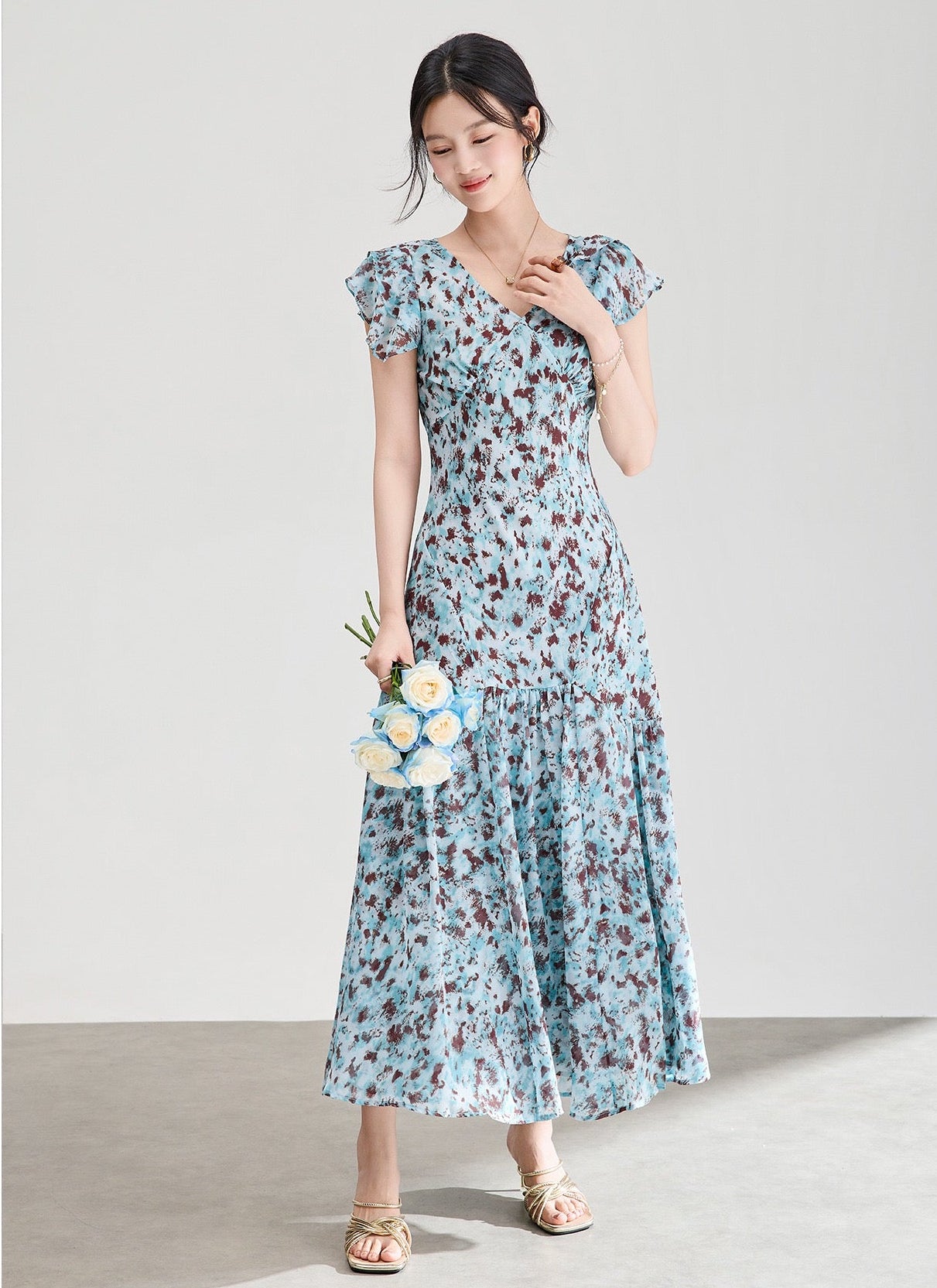 Celeste Floral Chiffon Midi Dress