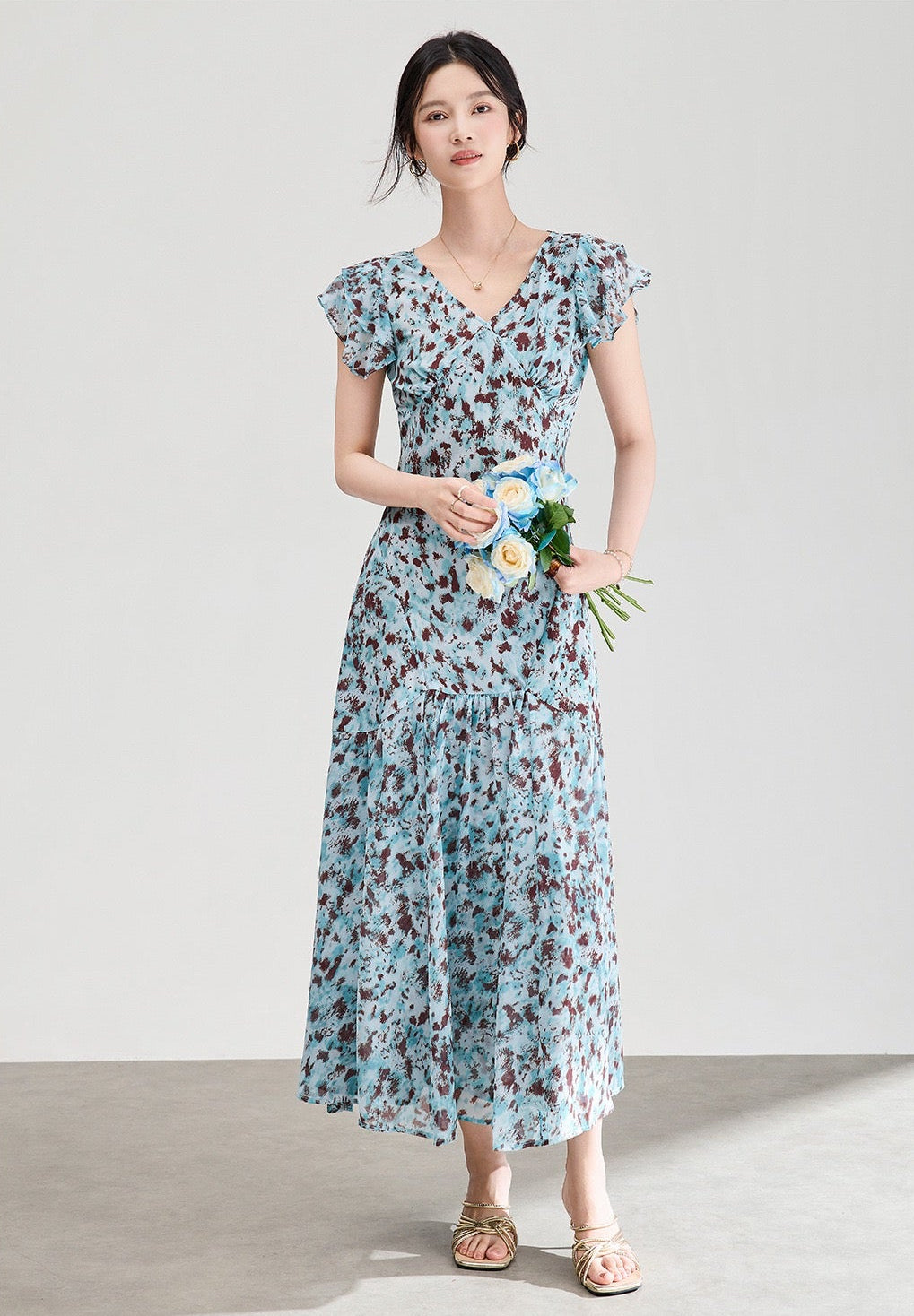 Celeste Floral Chiffon Midi Dress