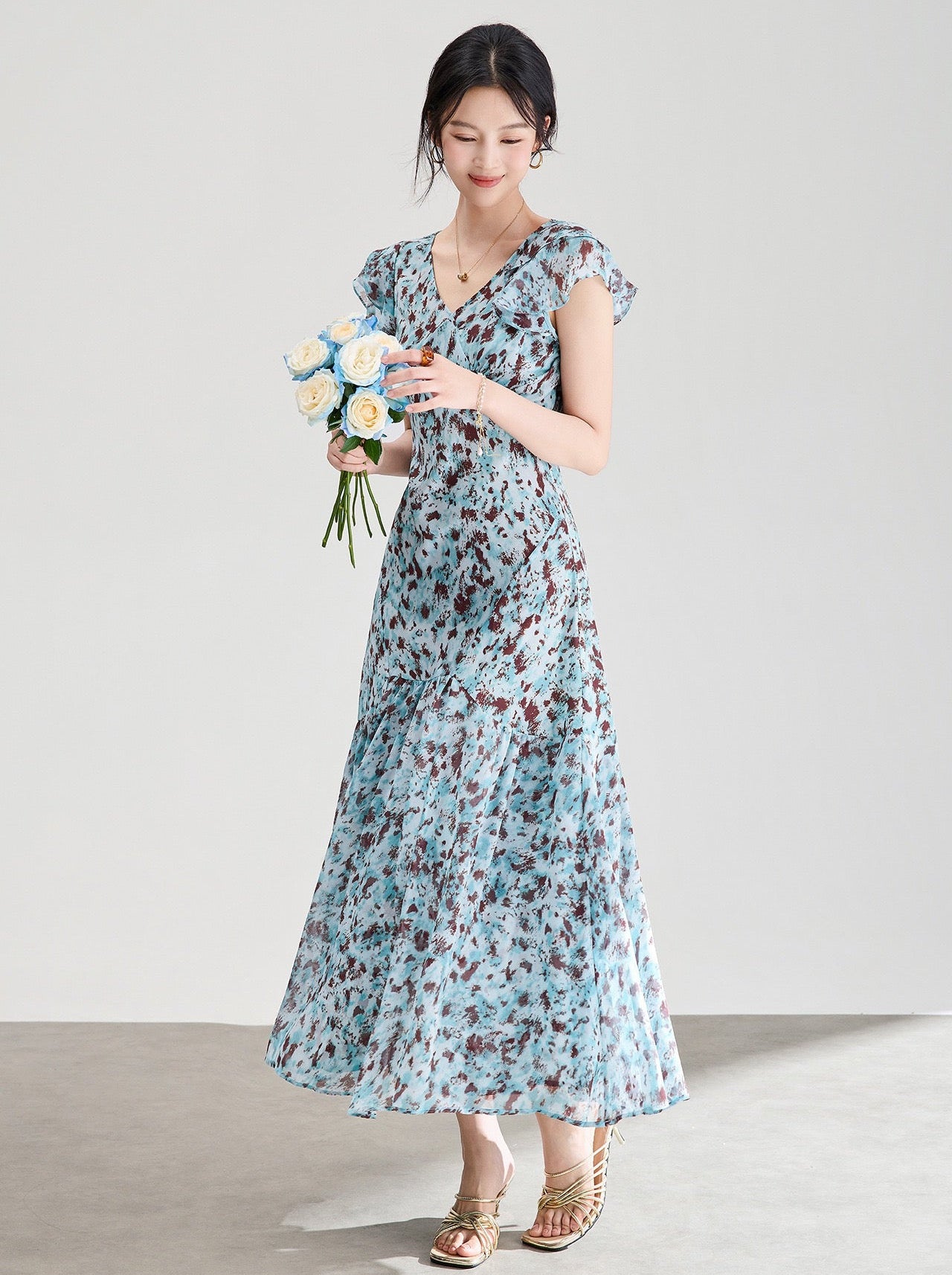 Celeste Floral Chiffon Midi Dress
