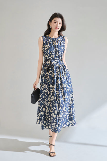 Velmora Printed Cotton Midi Dress