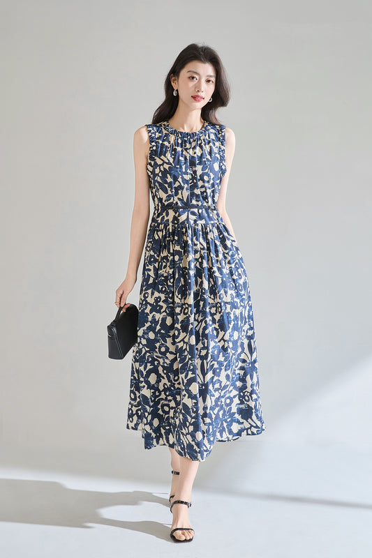 Velmora Printed Cotton Midi Dress