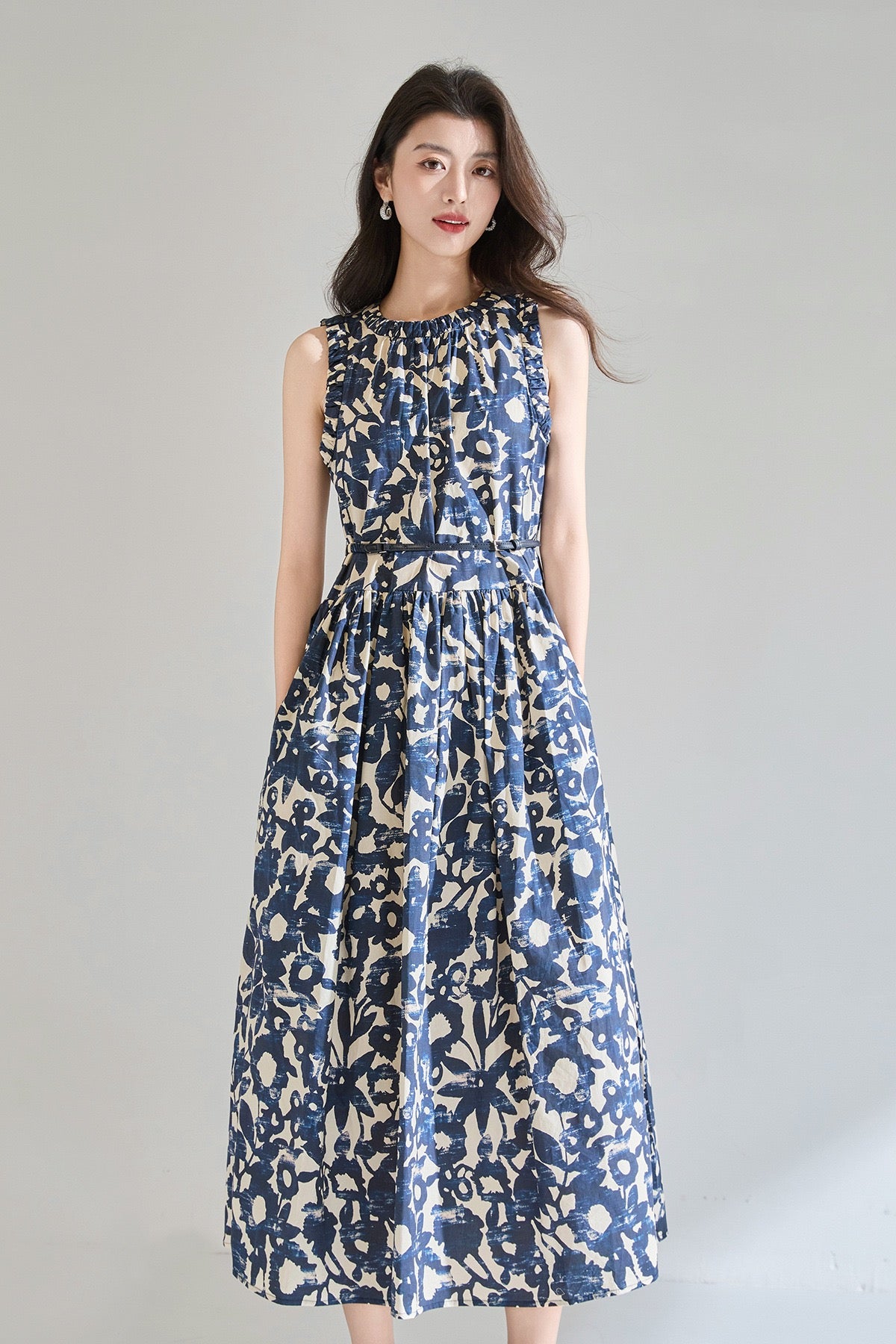 Velmora Printed Cotton Midi Dress