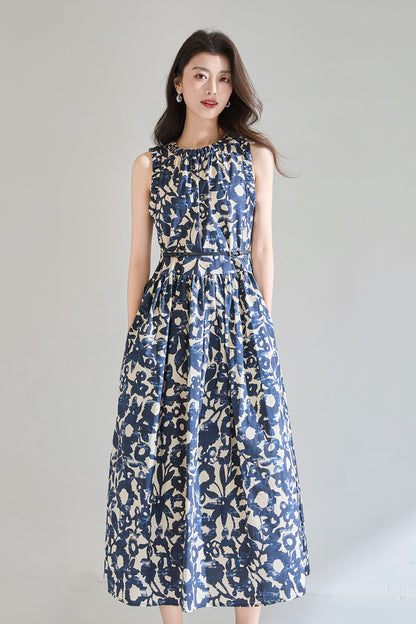 Velmora Printed Cotton Midi Dress