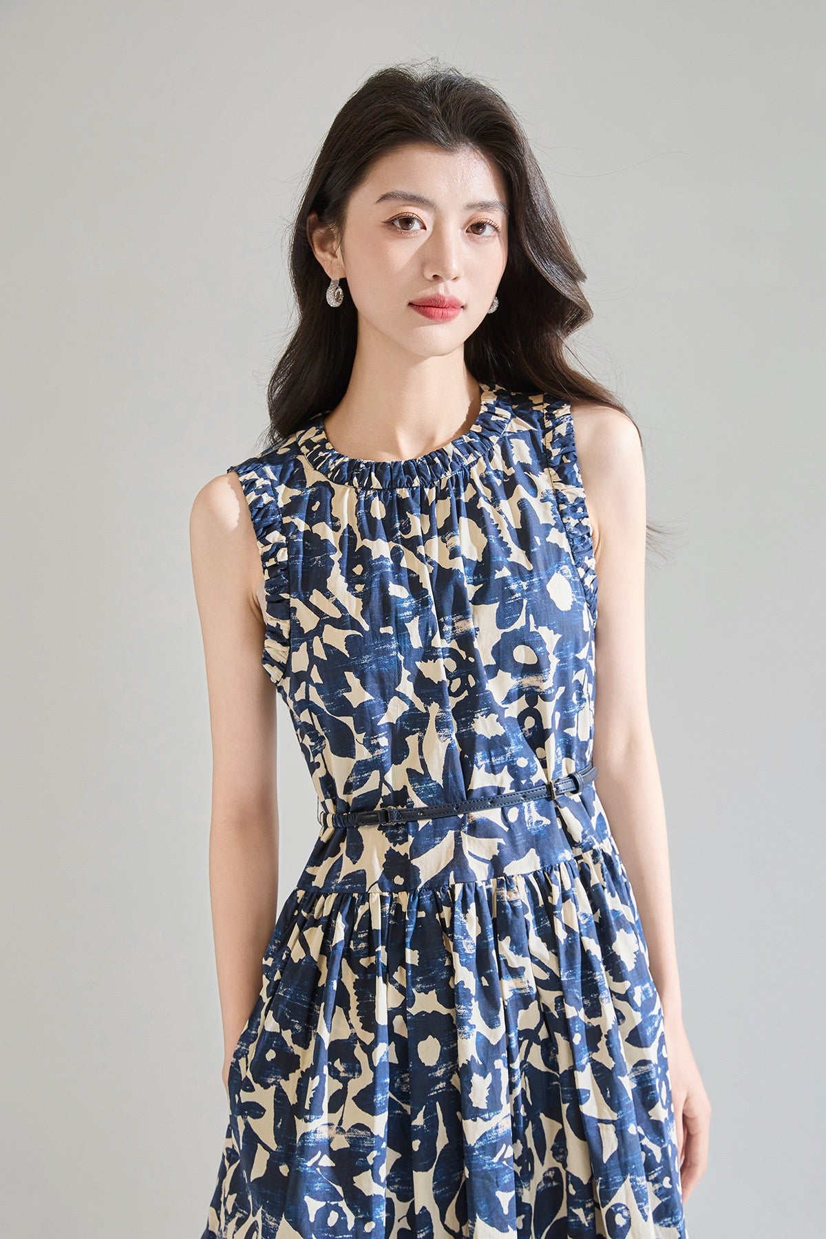 Velmora Printed Cotton Midi Dress
