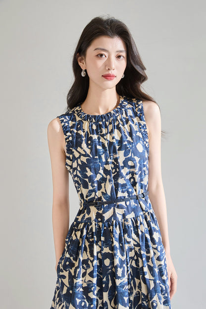 Velmora Printed Cotton Midi Dress