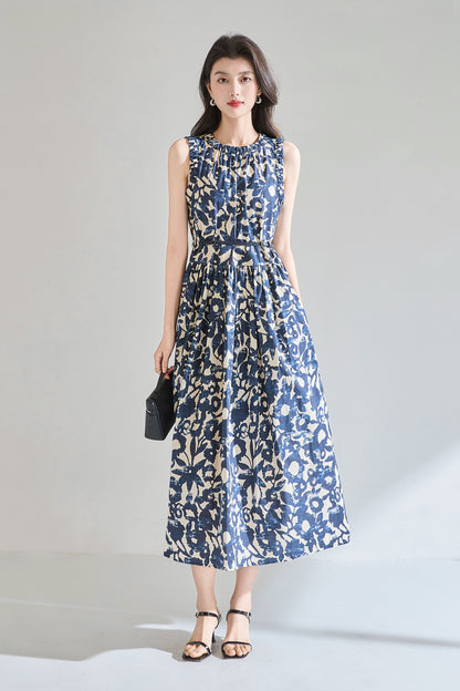 Velmora Printed Cotton Midi Dress