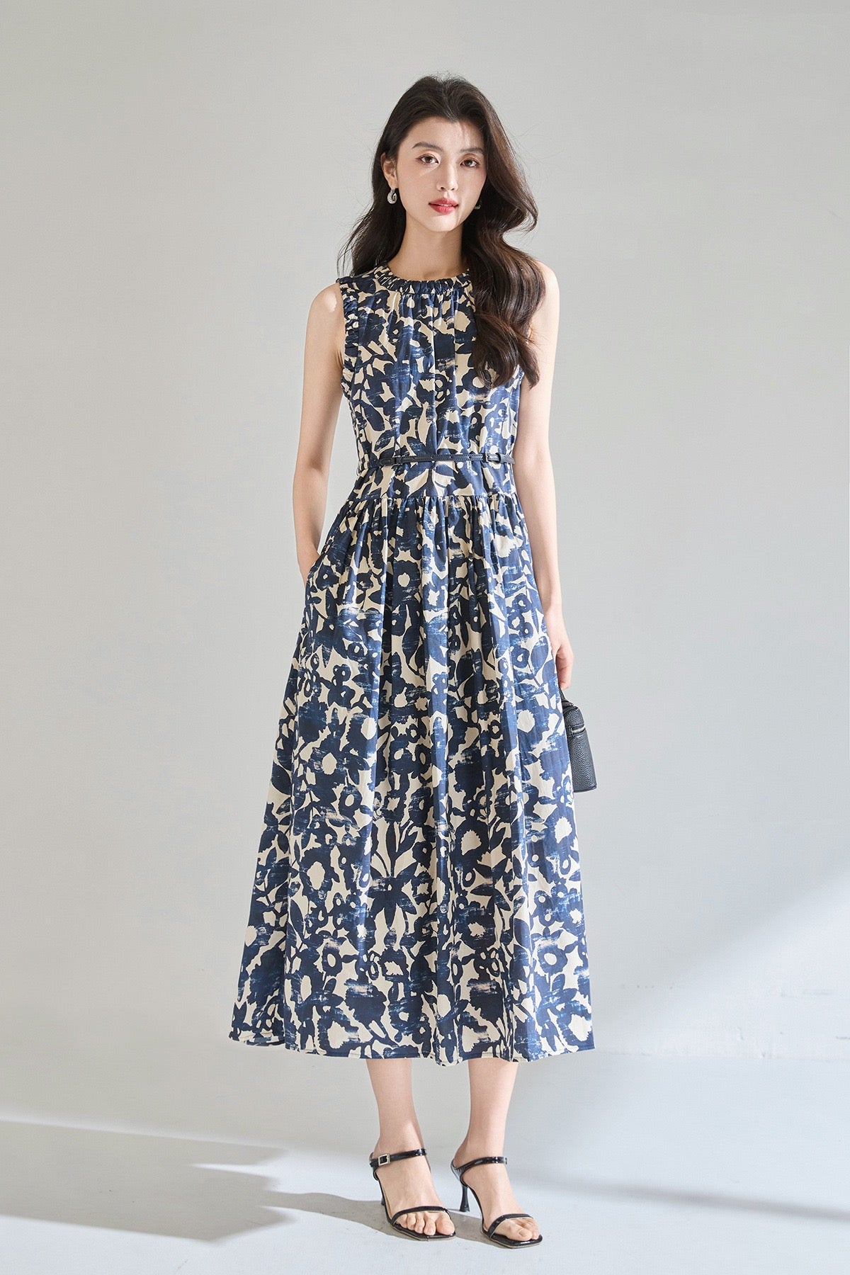 Velmora Printed Cotton Midi Dress