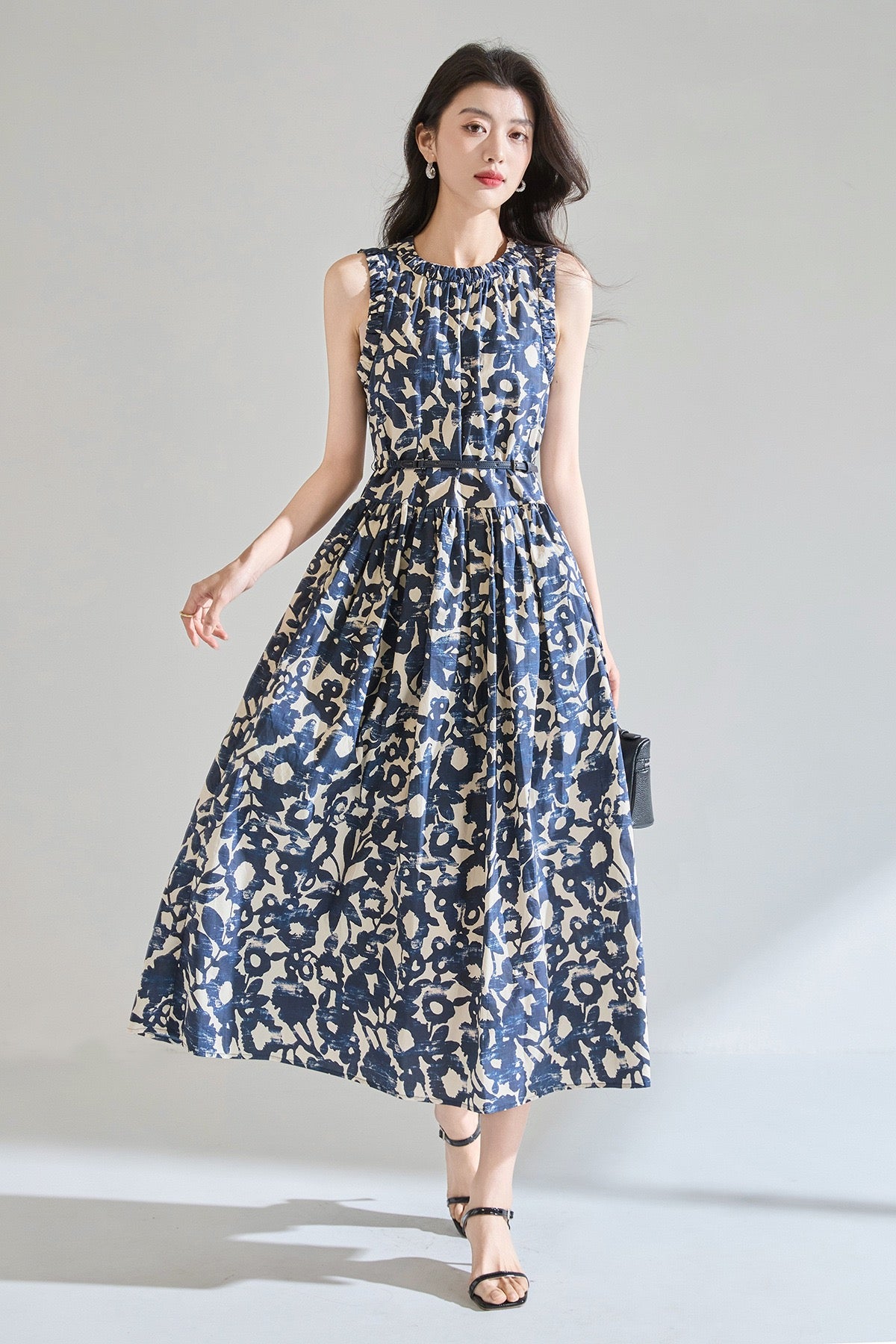 Velmora Printed Cotton Midi Dress