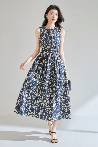 Velmora Printed Cotton Midi Dress