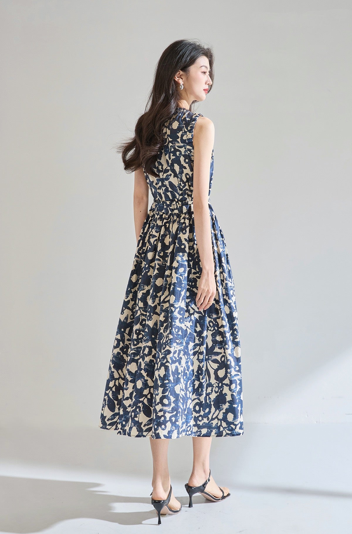 Velmora Printed Cotton Midi Dress