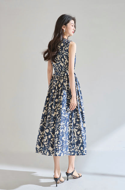 Velmora Printed Cotton Midi Dress