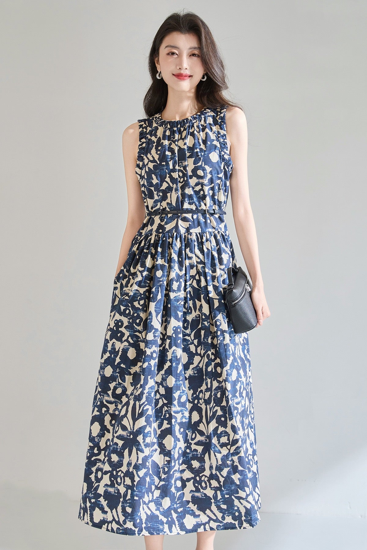 Velmora Printed Cotton Midi Dress
