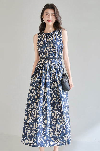 Velmora Printed Cotton Midi Dress