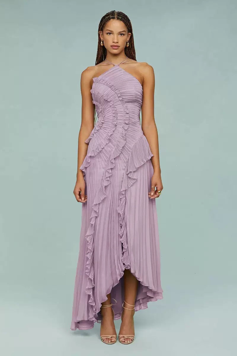 Celeste Draped Tassel Slit Maxi Dress