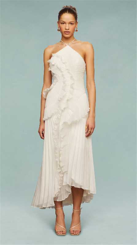 Celeste Draped Tassel Slit Maxi Dress