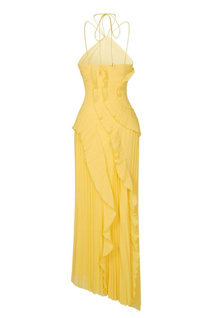 Celeste Draped Tassel Slit Maxi Dress