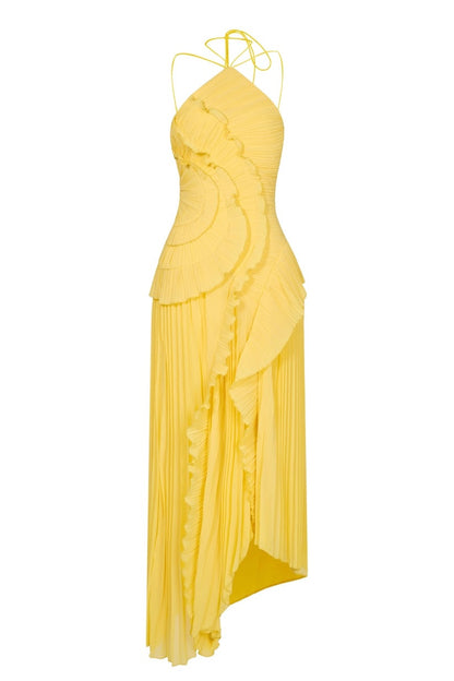 Celeste Draped Tassel Slit Maxi Dress