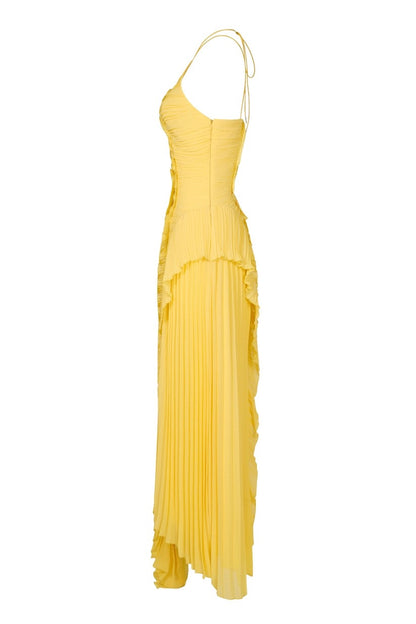 Celeste Draped Tassel Slit Maxi Dress