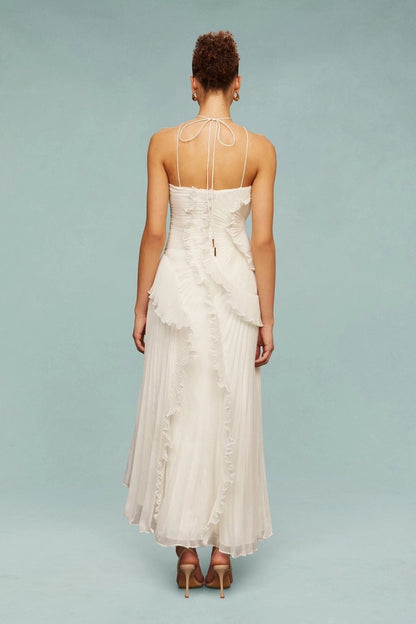 Celeste Draped Tassel Slit Maxi Dress