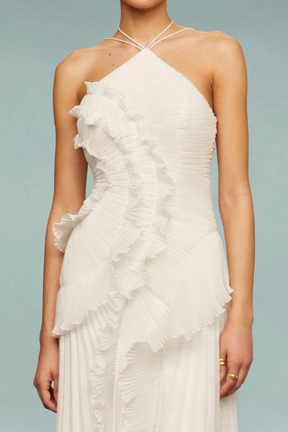 Celeste Draped Tassel Slit Maxi Dress