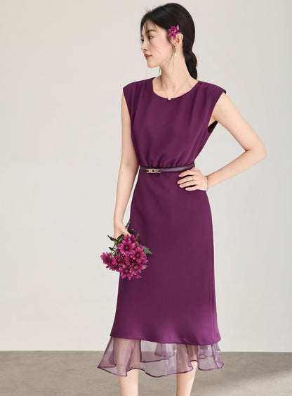 Veloura Mesh Panel Mermaid Midi Dress