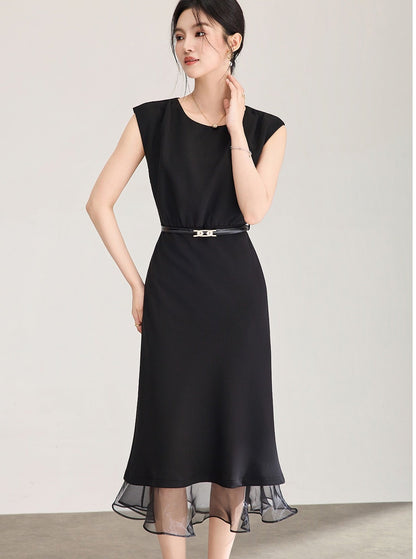 Veloura Mesh Panel Mermaid Midi Dress