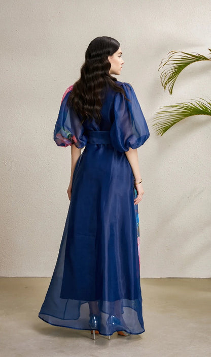 Seraphine Printed Puff Sleeve Maxi Shirt Dress