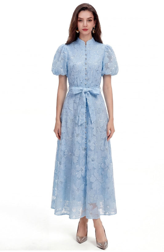 Elowen Lace Puff Sleeve Midi Dress