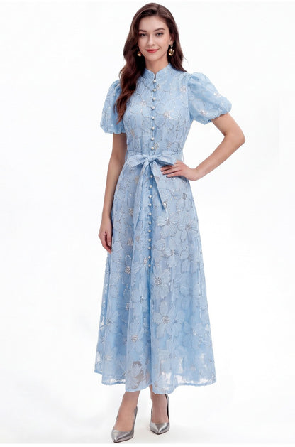 Elowen Lace Puff Sleeve Midi Dress