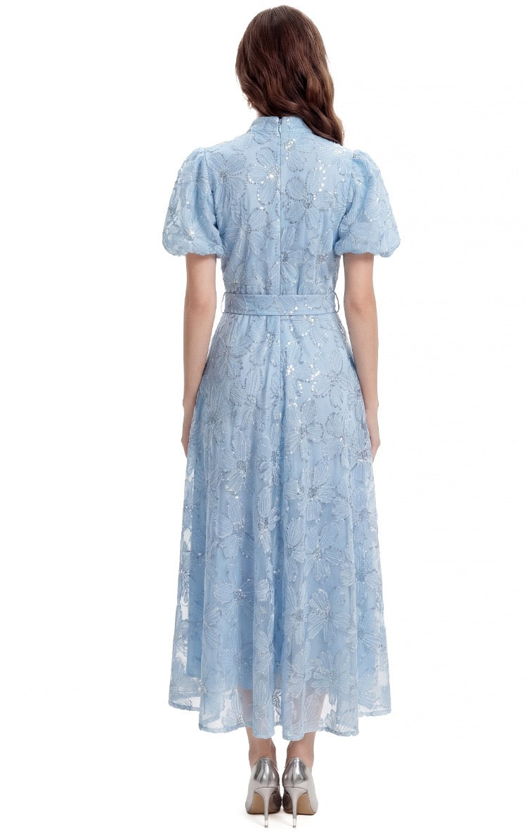 Elowen Lace Puff Sleeve Midi Dress