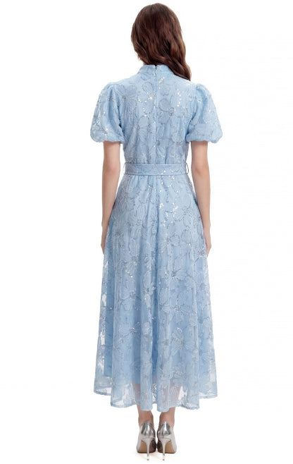 Elowen Lace Puff Sleeve Midi Dress