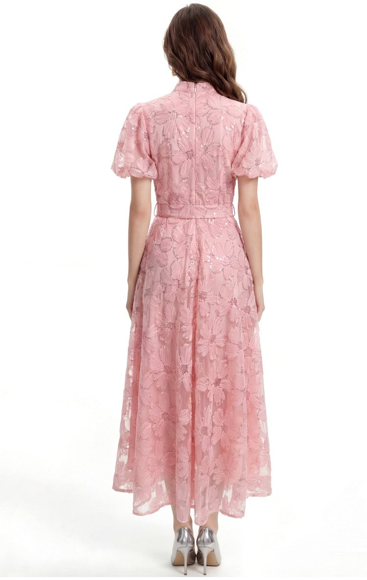 Elowen Lace Puff Sleeve Midi Dress