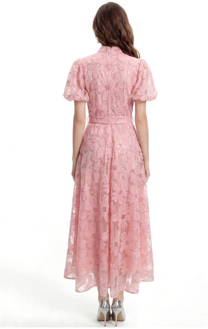 Elowen Lace Puff Sleeve Midi Dress