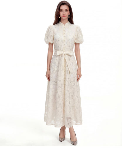 Elowen Lace Puff Sleeve Midi Dress