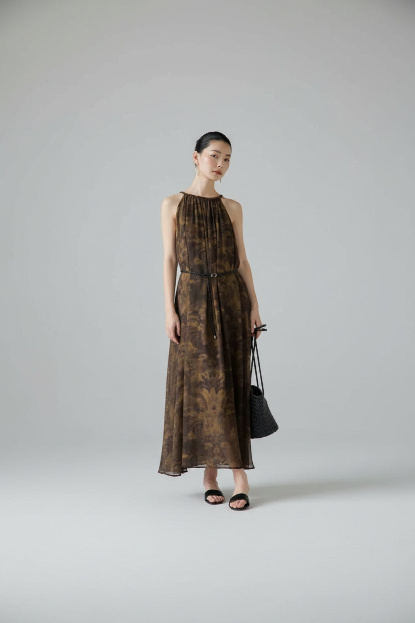 Serene Muse Belted Midi Dress