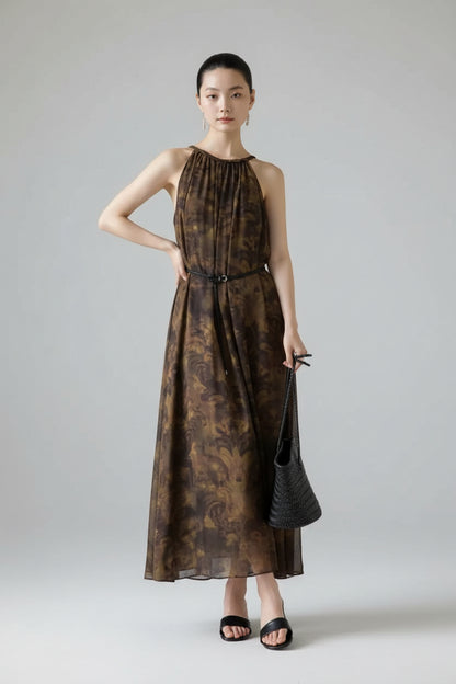 Serene Muse Belted Midi Dress