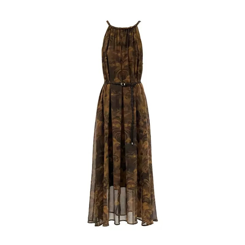 Serene Muse Belted Midi Dress