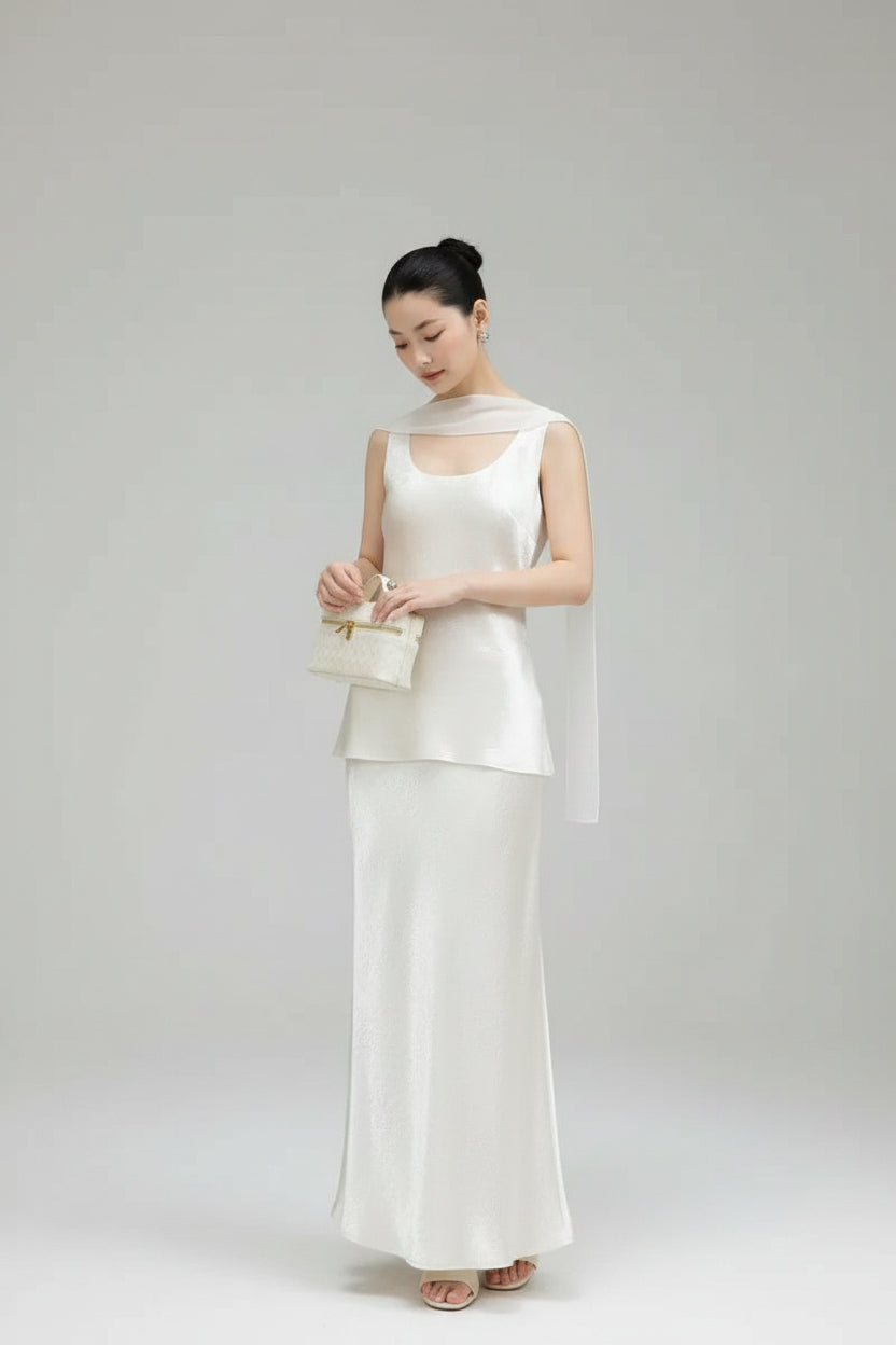 Valeria Satin Two-Piece Skirt Set