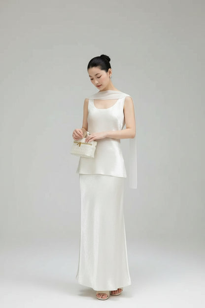 Valeria Satin Two-Piece Skirt Set