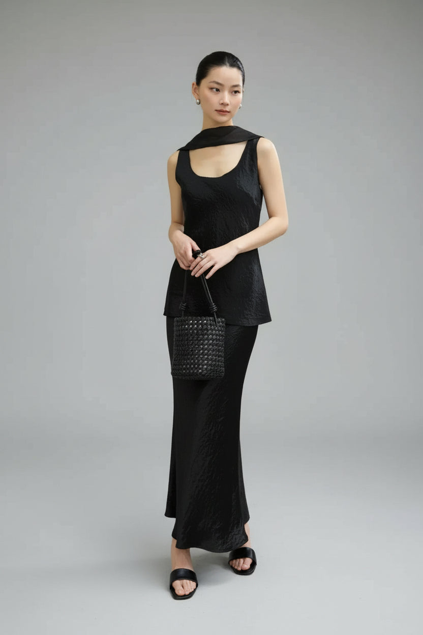Valeria Satin Two-Piece Skirt Set