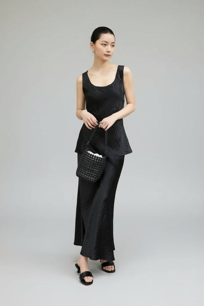 Valeria Satin Two-Piece Skirt Set