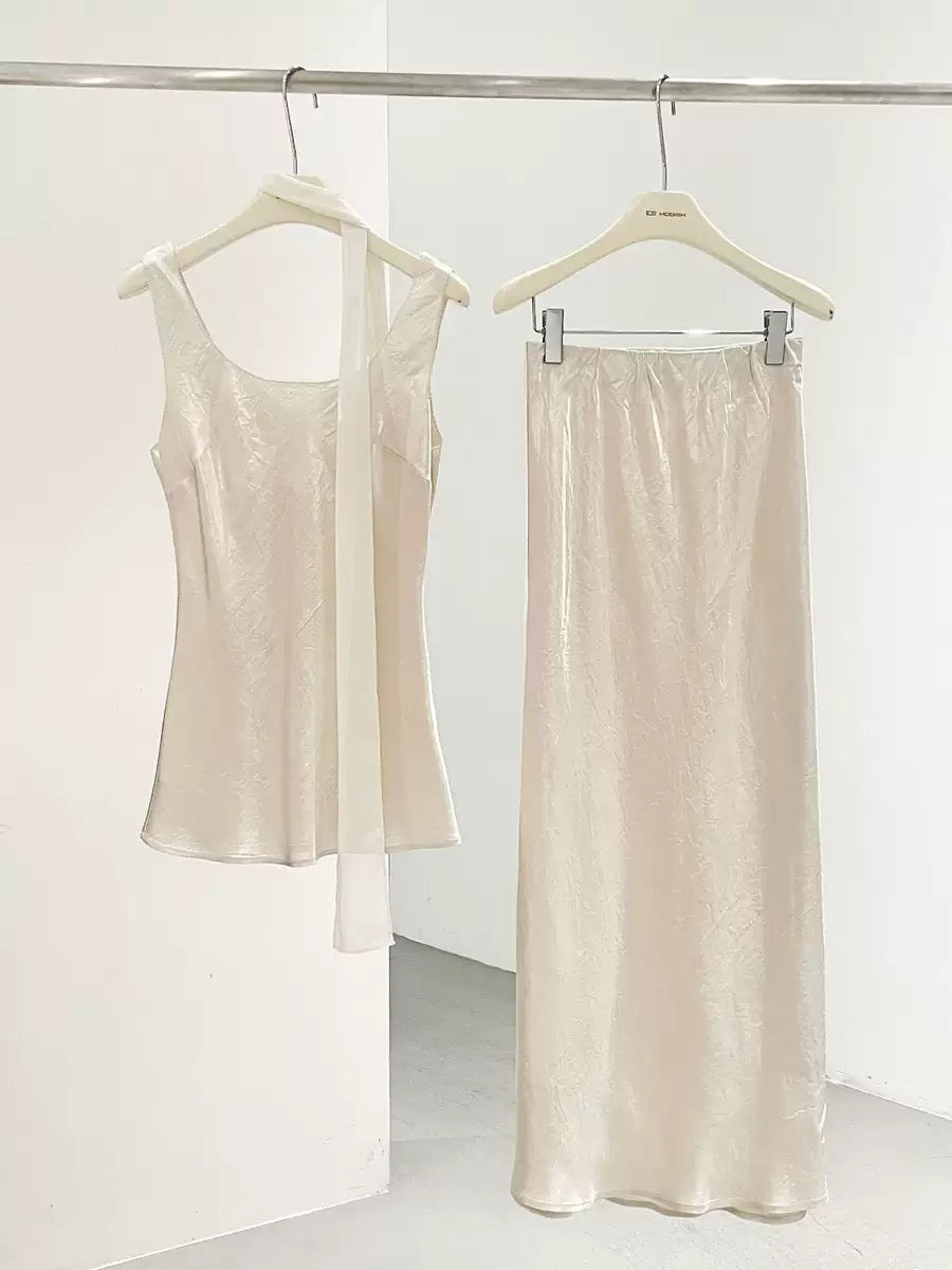 Valeria Satin Two-Piece Skirt Set
